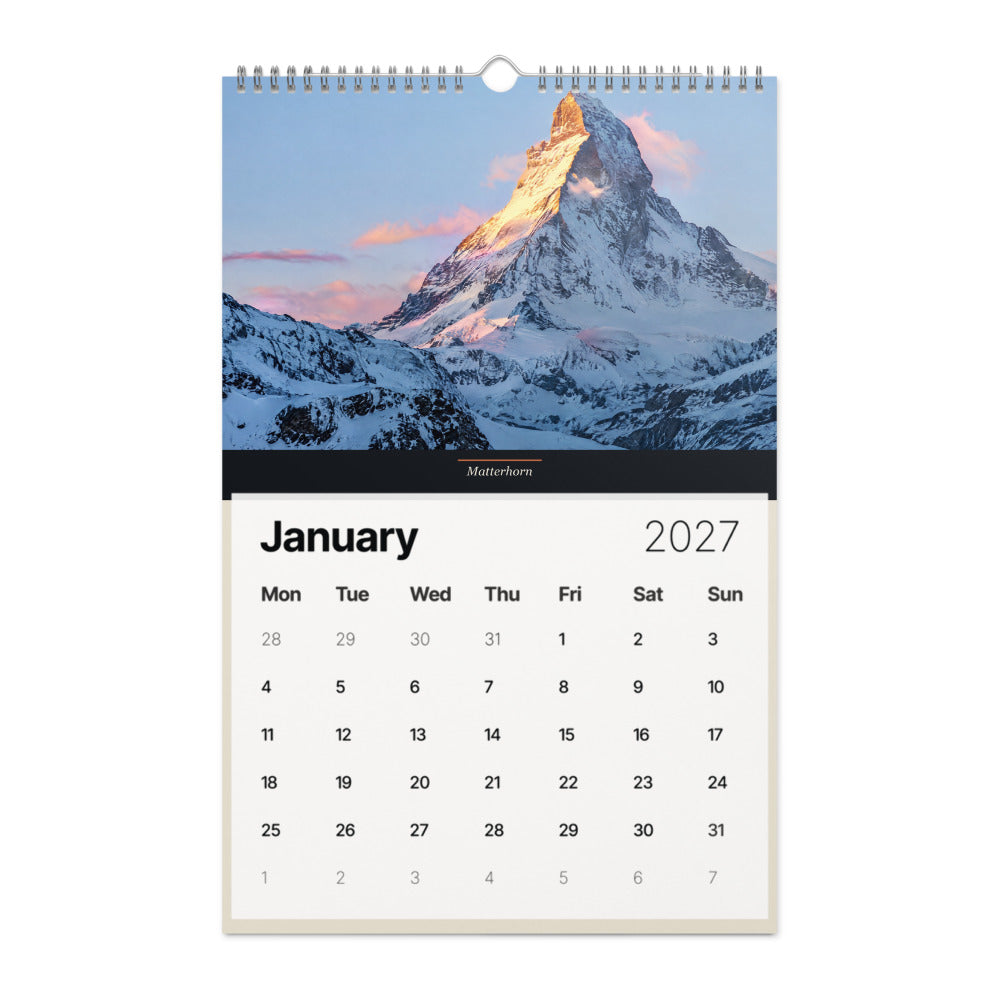 Wandkalender 2027 – Schweizer Gipfel (fotorealistisch) – january