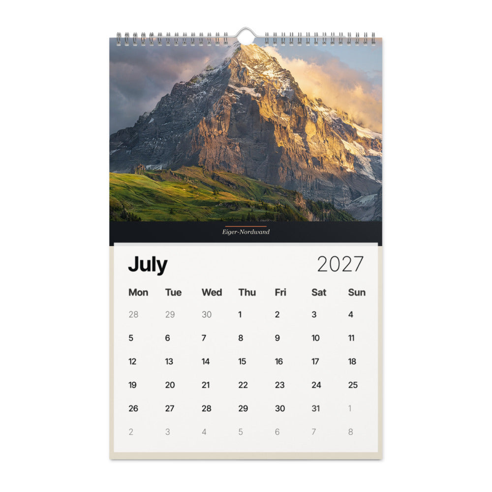 Wandkalender 2027 – Schweizer Gipfel (fotorealistisch) – july