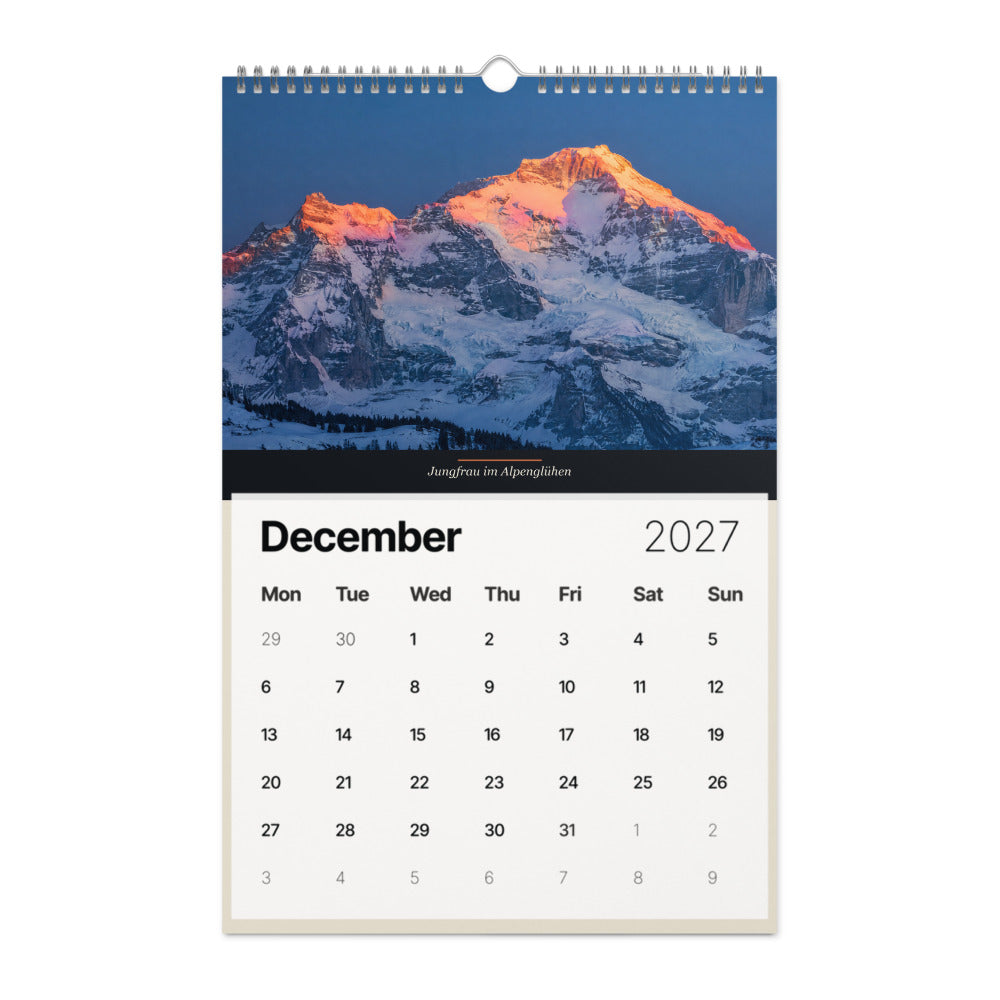 Wandkalender 2027 – Schweizer Gipfel (fotorealistisch) – december