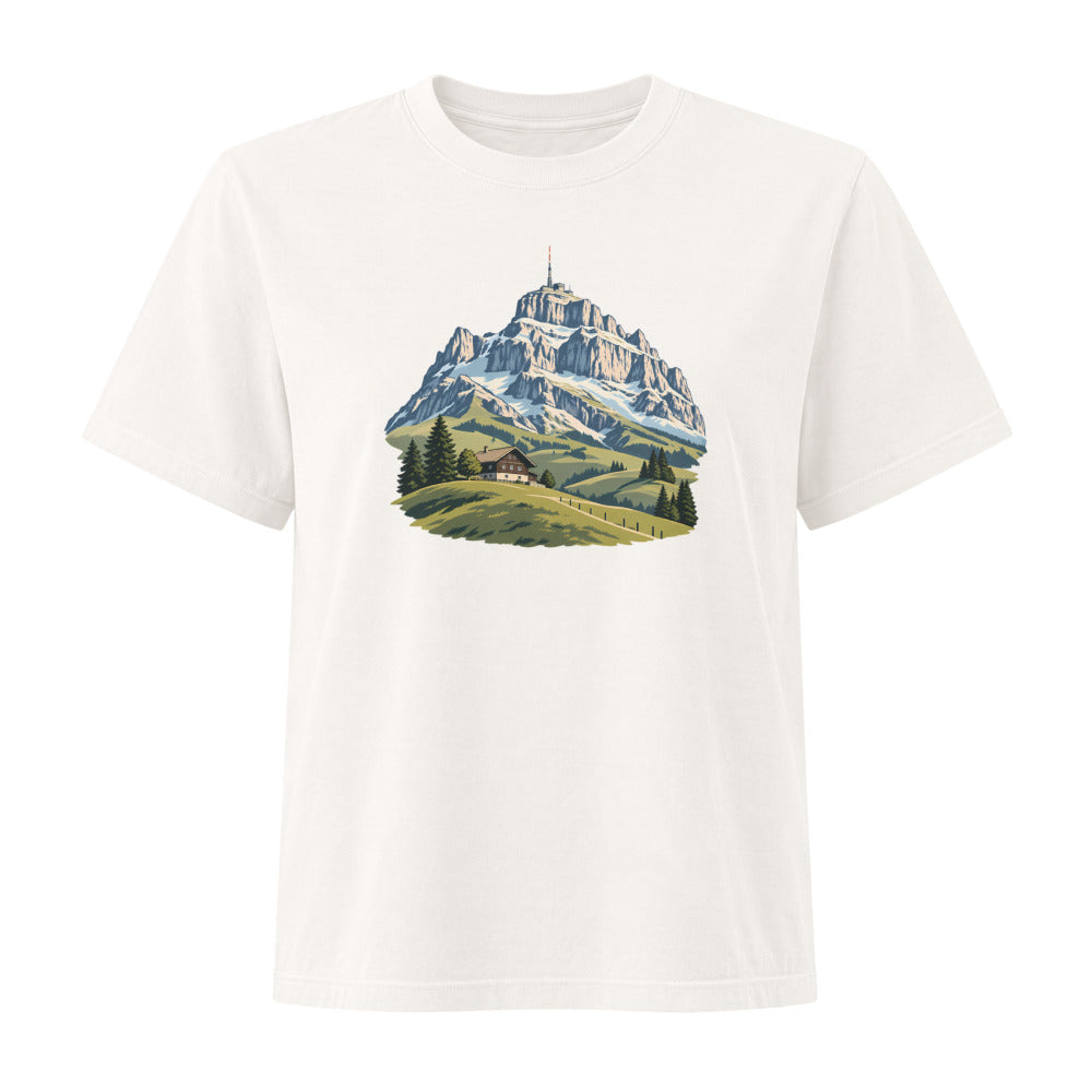 Säntis Appenzeller Hügel Damen Heavyweight-T-Shirt – Vintage-Weiss