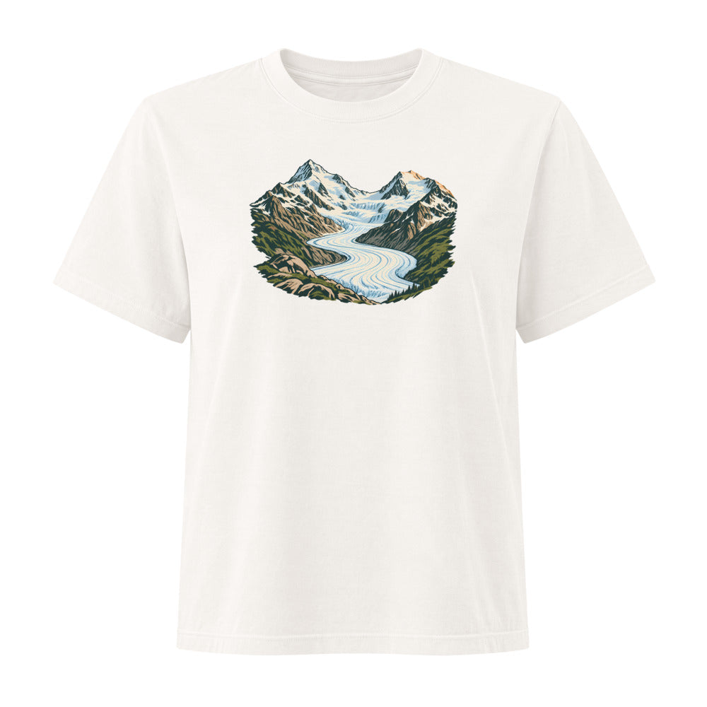 Piz Morteratsch Gletscherzunge Damen Heavyweight-T-Shirt – Vintage-Weiss