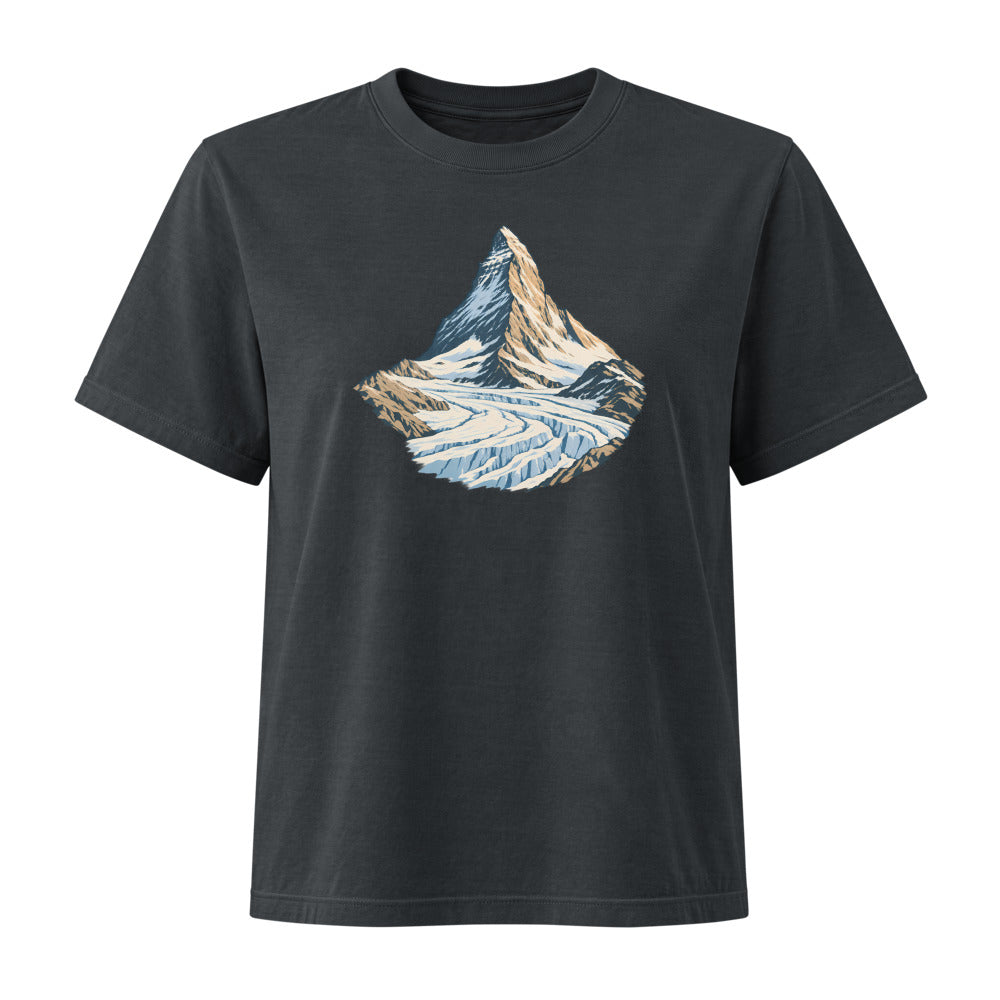 Matterhorn Gornergrat Damen Heavyweight-T-Shirt – Schwarz gewaschen