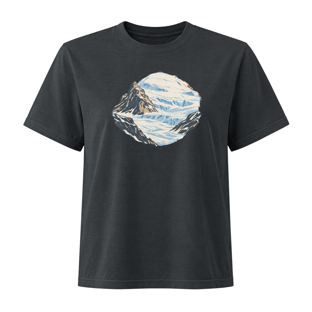 Klein Titlis Felsnase Damen Heavyweight-T-Shirt – Schwarz gewaschen