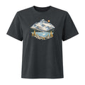 Piz Corvatsch Engadin Damen Heavyweight-T-Shirt – Schwarz gewaschen