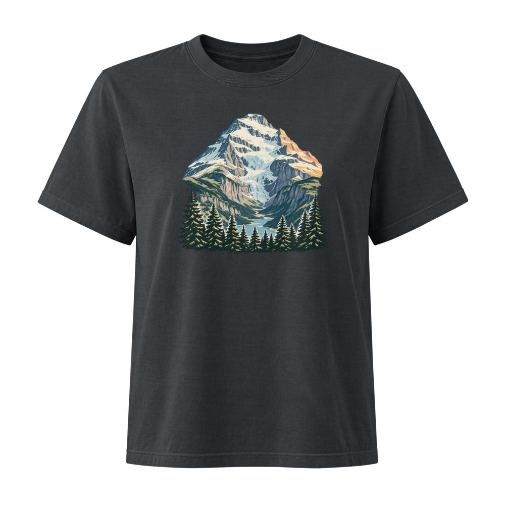 Doldenhorn Kandersteg Damen Heavyweight-T-Shirt – Schwarz gewaschen