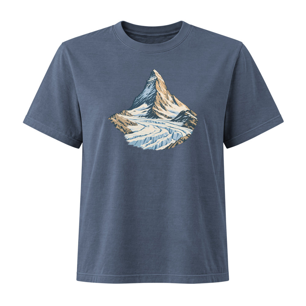 Matterhorn Gornergrat Damen Heavyweight-T-Shirt – Marineblau gewaschen