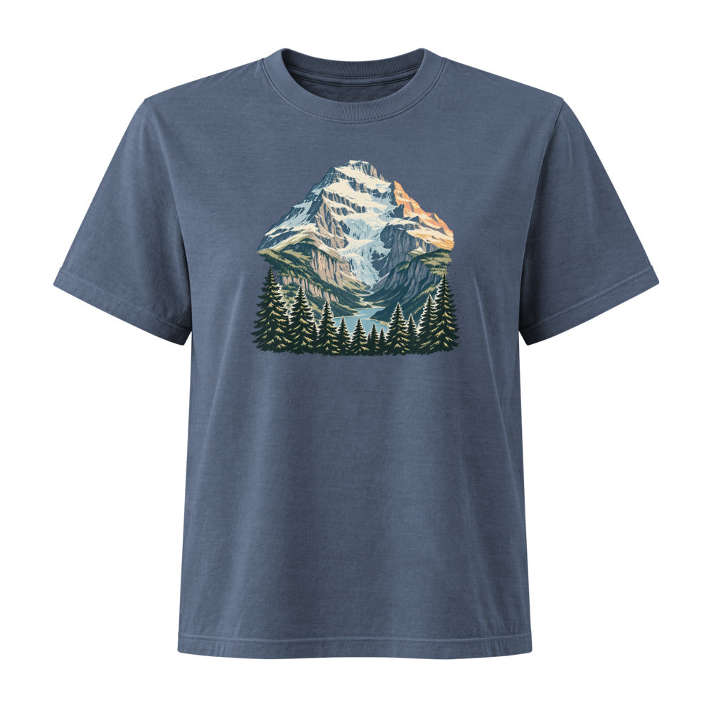 Doldenhorn Kandersteg Damen Heavyweight-T-Shirt – Marineblau gewaschen