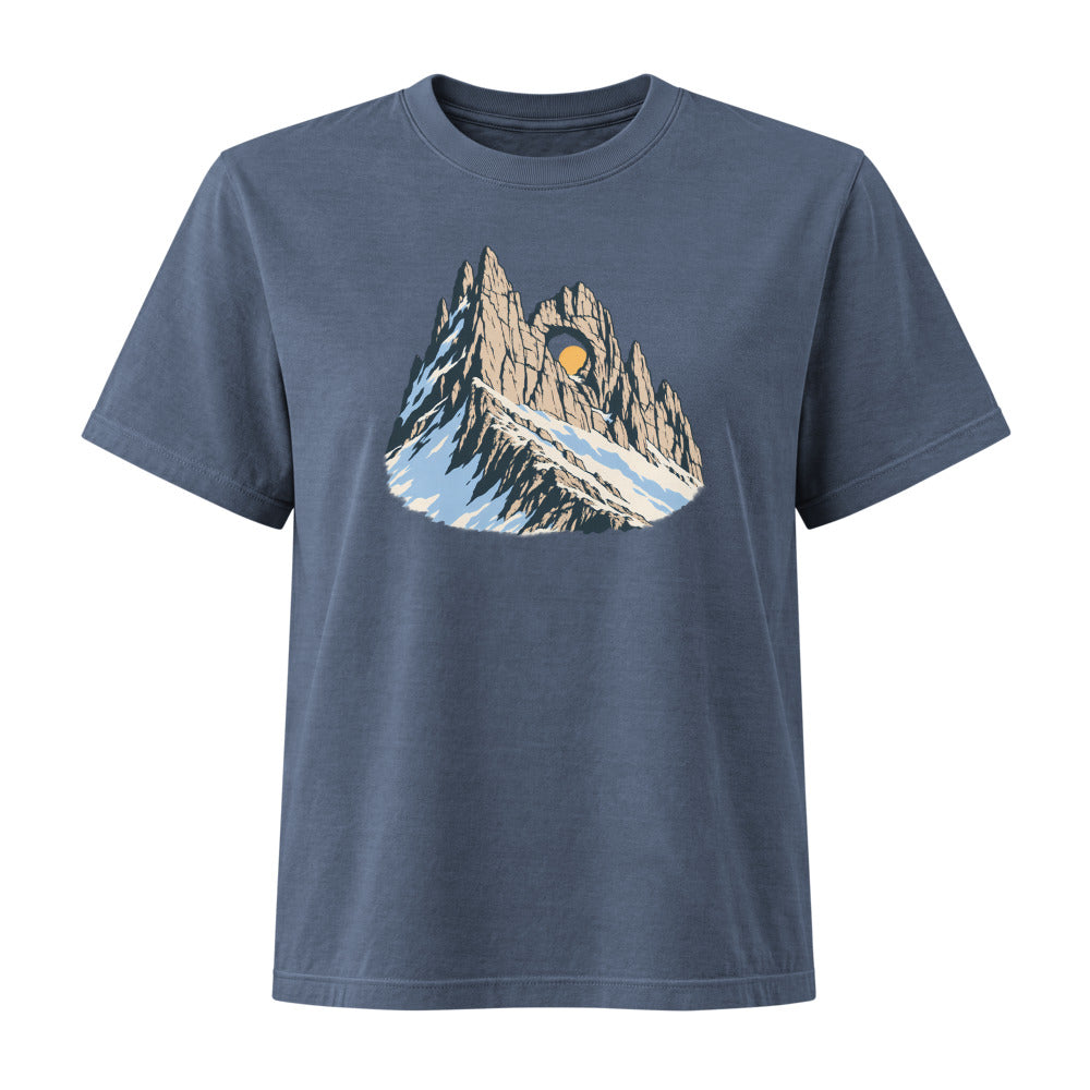 Tschingelhörner Martinsloch Damen Heavyweight-T-Shirt – Marineblau gewaschen