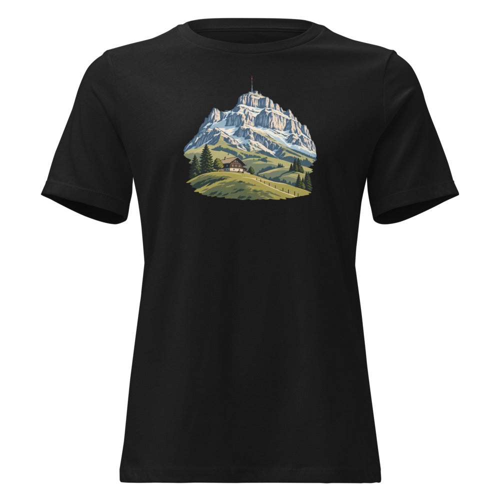 Säntis Appenzeller Hügel Damen-T-Shirt – Schwarz