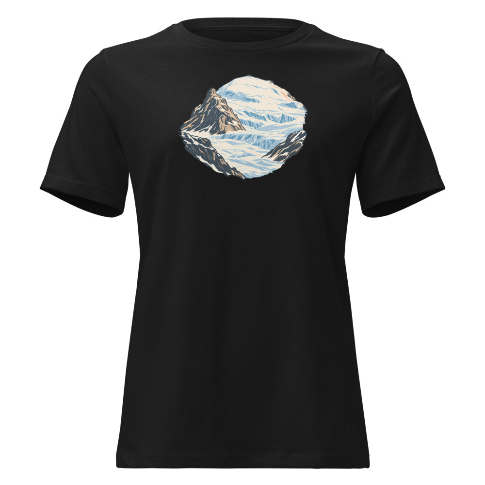 Klein Titlis Felsnase Damen-T-Shirt – Schwarz