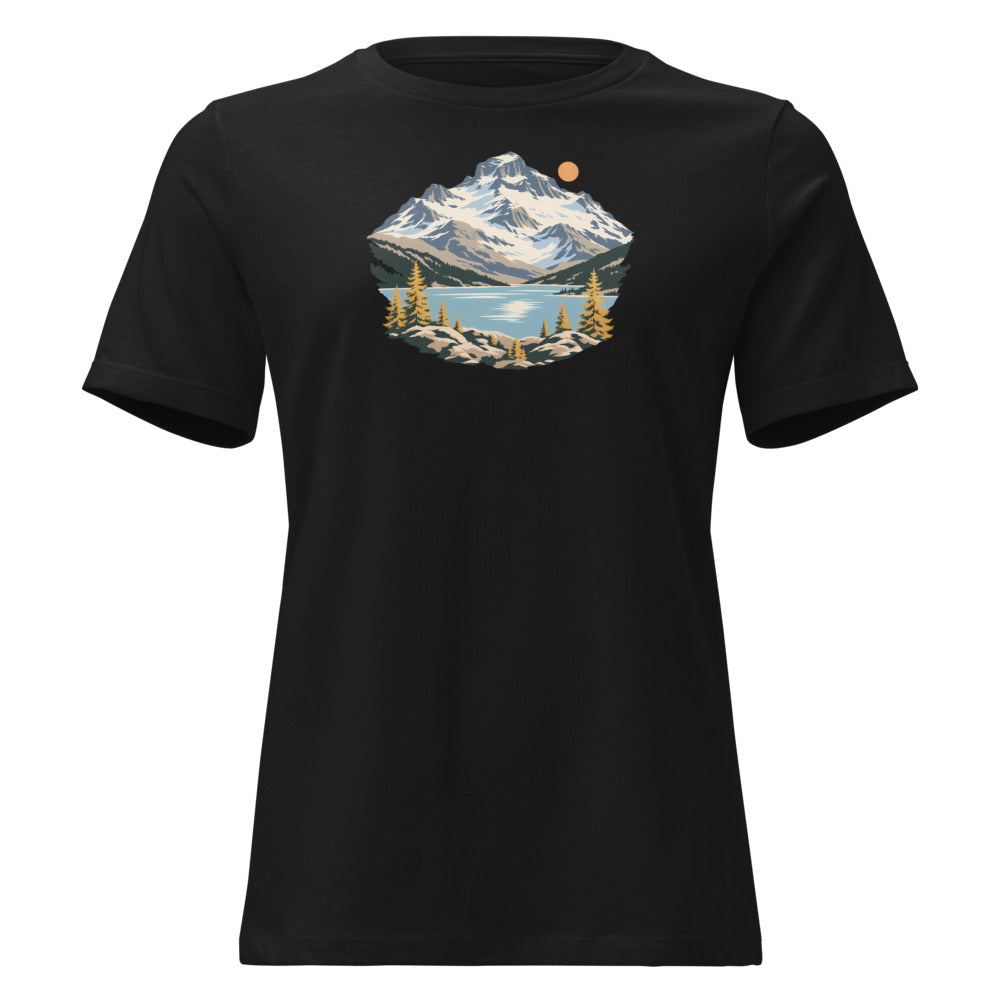 Piz Corvatsch Engadin Damen-T-Shirt – Schwarz