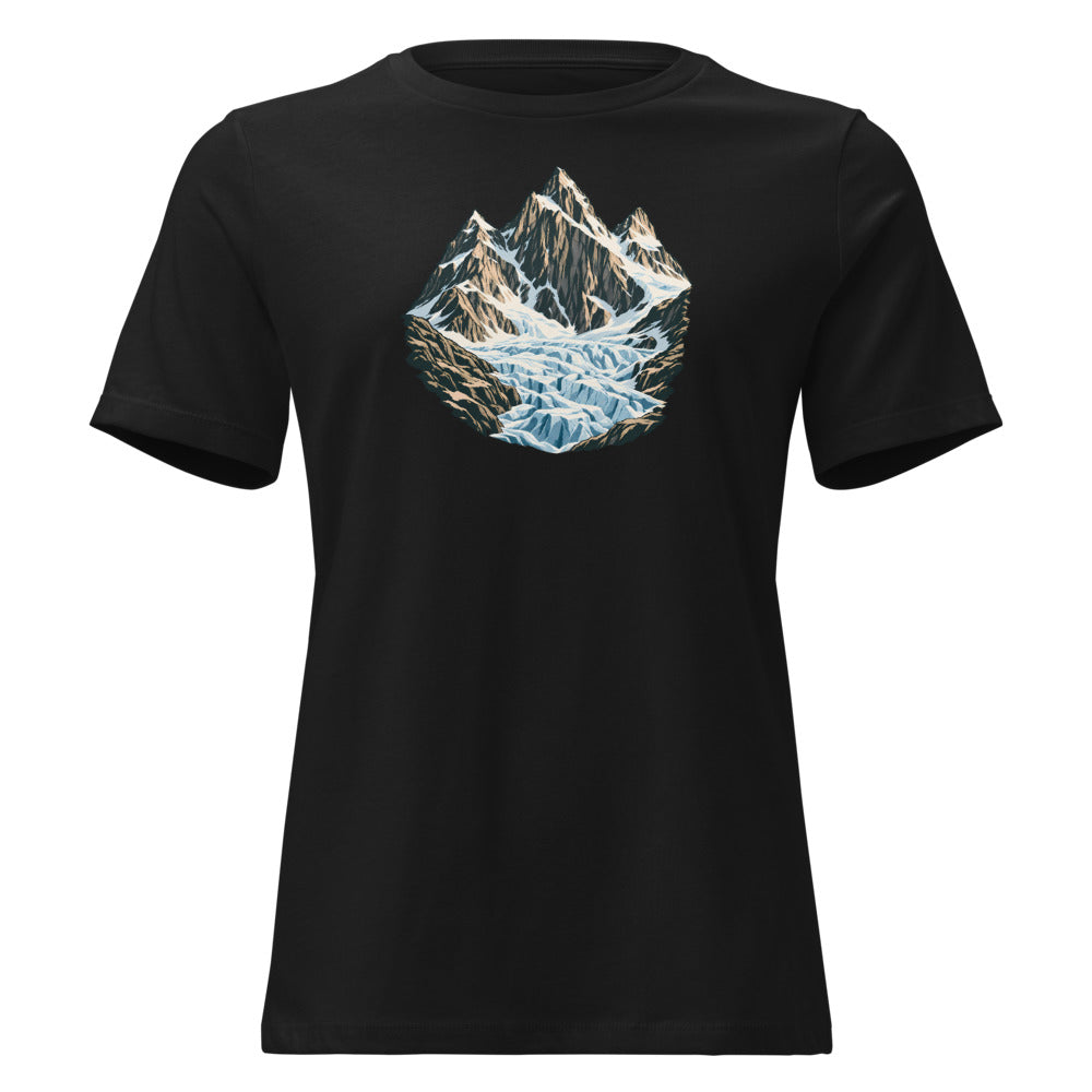 Fiescherhörner Eisbruch Damen-T-Shirt – Schwarz