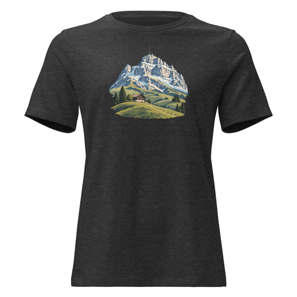 Säntis Appenzeller Hügel Damen-T-Shirt – Dunkelgrau meliert