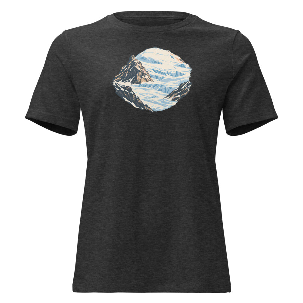Klein Titlis Felsnase Damen-T-Shirt – Dunkelgrau meliert
