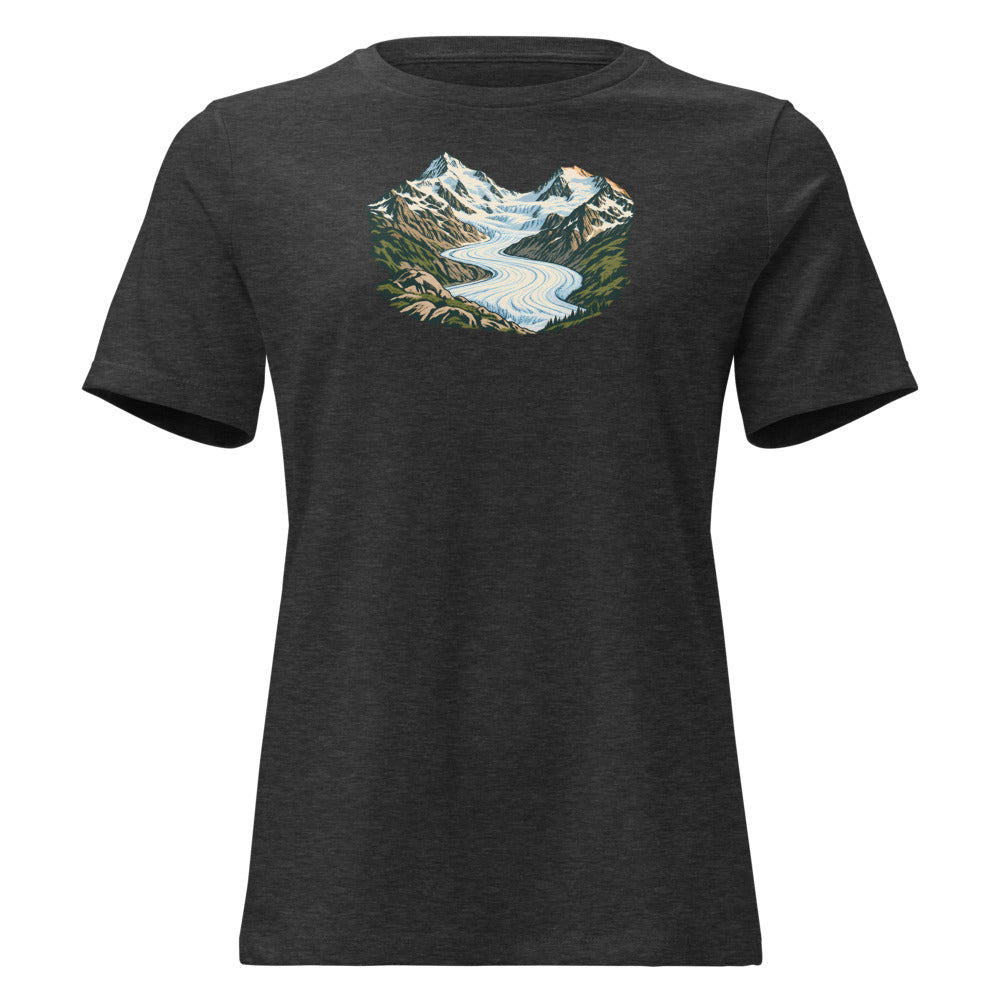 Piz Morteratsch Gletscherzunge Damen-T-Shirt – Dunkelgrau meliert