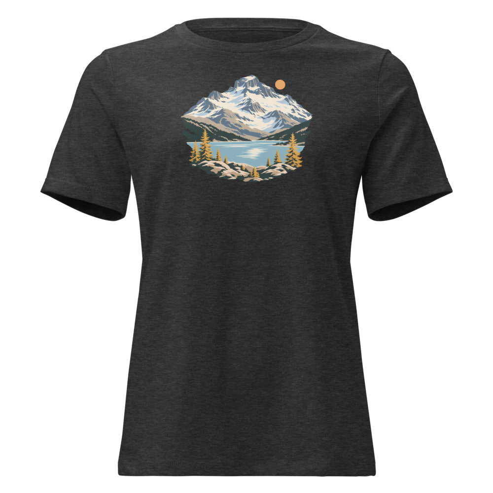 Piz Corvatsch Engadin Damen-T-Shirt – Dunkelgrau meliert