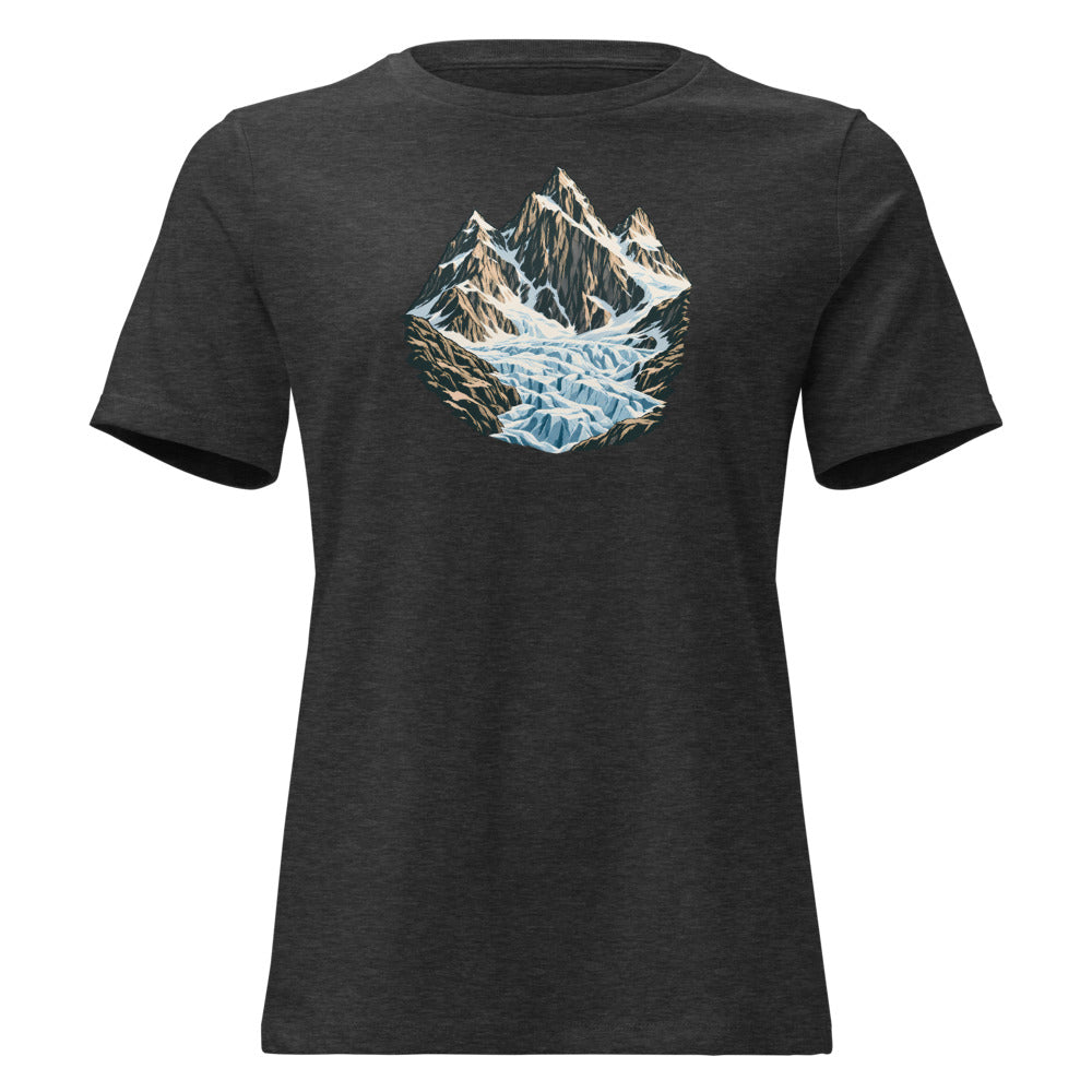 Fiescherhörner Eisbruch Damen-T-Shirt – Dunkelgrau meliert