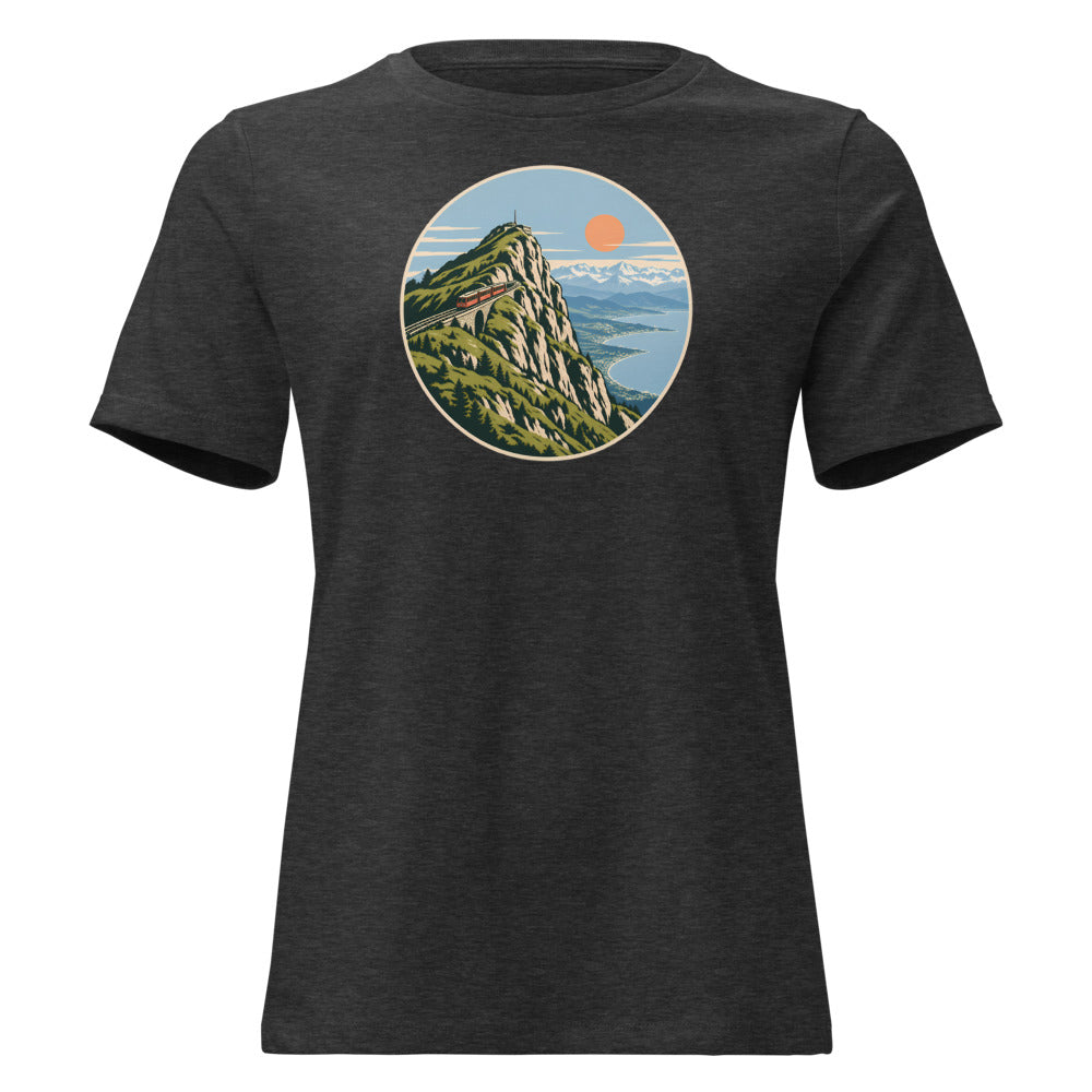 Rochers de Naye Genfersee Damen-T-Shirt – Dunkelgrau meliert