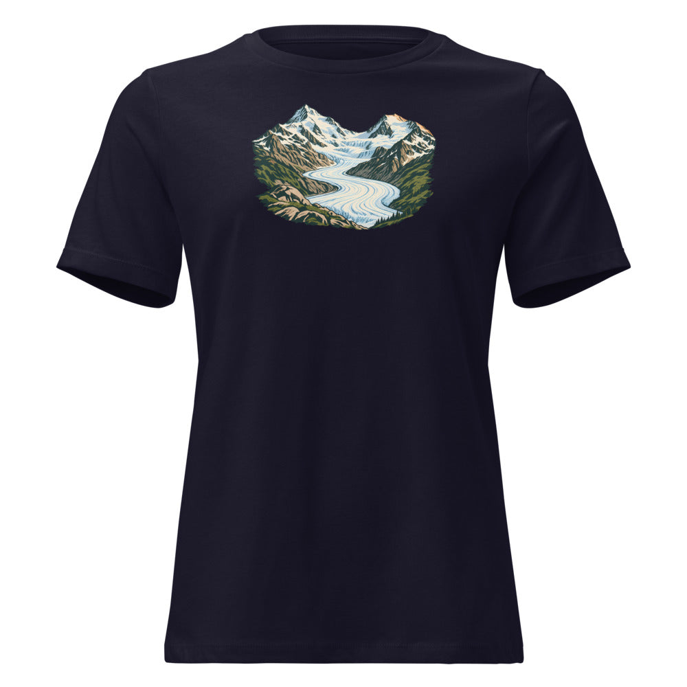 Piz Morteratsch Gletscherzunge Damen-T-Shirt – Marineblau
