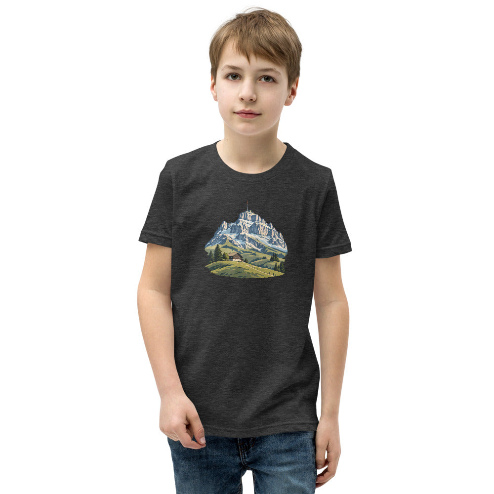 Säntis Appenzeller Hügel Kinder-T-Shirt – Dunkelgrau meliert
